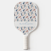Personalisierter Boho-Feder-Blumenstrauß Pickleball Schläger (Vorderseite)