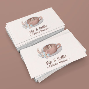 Personalisierter Boho-Latte mit Blumen Visitenkarte