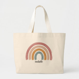 Personalisierter Boho Rainbow Tote Beutel für Kind Jumbo Stoffbeutel