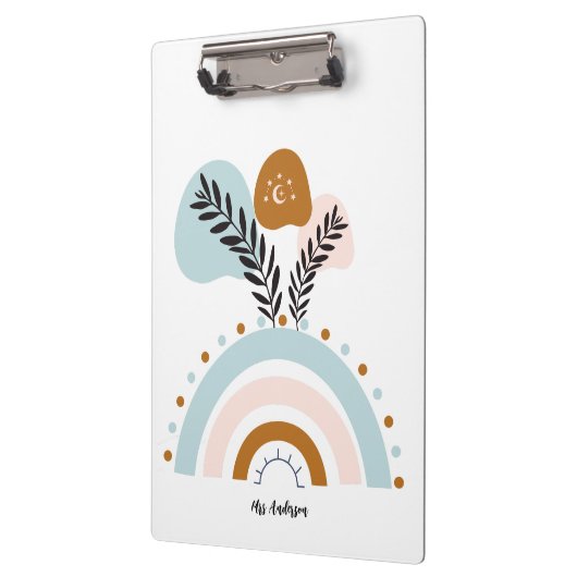 personalisierter Boho-Regenbogen Klemmbrett (Links)