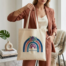 personalisierter Boho-Regenbogen mit Blumen