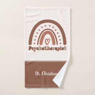 Personalisierter Boho-Regenbogen-Psychotherapeut Handtuch