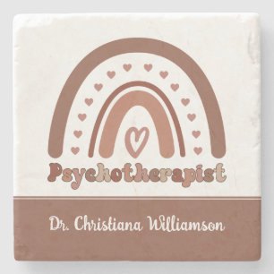 Personalisierter Boho-Regenbogen-Psychotherapeut Steinuntersetzer