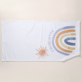 Personalisierter Boho Regenbogen und Sonne Strandtuch (Vorderseite)