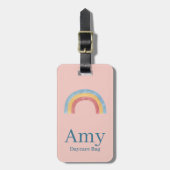 Personalisierter Boho-Regenbogen-Windeltaschenanhä Gepäckanhänger (Vorderseite vertikal)