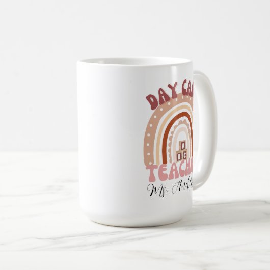 Personalisierter Boho-Regenbogenlehrer Kaffeetasse (VorderseiteRechts)