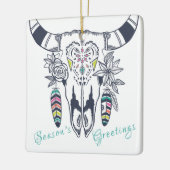 Personalisierter Boho Stammesschädel Türkis und Ro Keramikornament (Links)