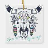 Personalisierter Boho Stammesschädel Türkis und Ro Keramikornament (Vorderseite)