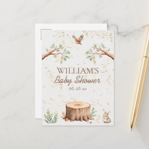 Personalisierter Boho-Wald-Babyshower-Hintergrund Ankündigungspostkarte