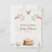 Personalisierter Boho-Wald-Babyshower-Hintergrund Dankeskarte (Vorderseite)