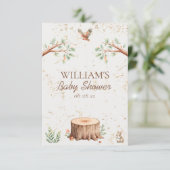 Personalisierter Boho-Wald-Babyshower-Hintergrund Dankeskarte (Stehend Vorderseite)