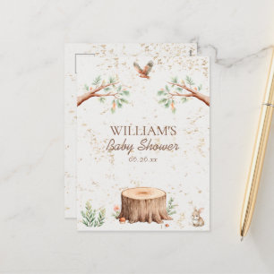 Personalisierter Boho-Wald-Babyshower-Hintergrund Feiertagspostkarte