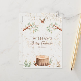 Personalisierter Boho-Wald-Babyshower-Hintergrund Feiertagspostkarte