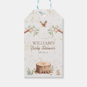 Personalisierter Boho-Wald-Babyshower-Hintergrund Geschenkanhänger