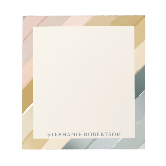 Personalisierter Boho Wasserfarbe Strip Gradient N Notizblock (Vorderseite)