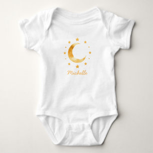 Personalisierter Boho-Wasserfarben-Mond & Sterne – Baby Strampler