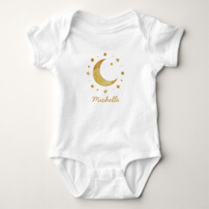 Personalisierter Boho-Wasserfarben-Mond & Sterne – Baby Strampler