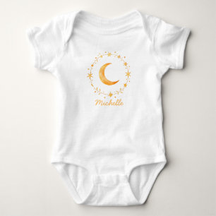 Personalisierter Boho-Wasserfarben-Mond & Sterne – Baby Strampler