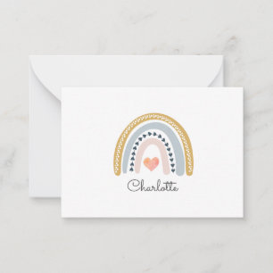 Personalisierter Boho-Wasserfarben-Regenbogen Mitteilungskarte