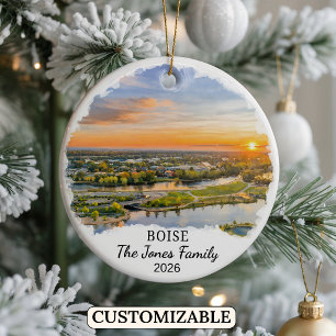 Personalisierter Boise-Schmuck, Individueller Bund Keramik Ornament