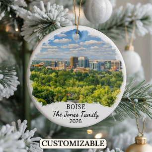 Personalisierter Boise-Schmuck, Individueller Bund Keramik Ornament