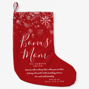 Personalisierter Bonus-Mama-Stiefmutter-Zitat-Feie Kleiner Weihnachtsstrumpf