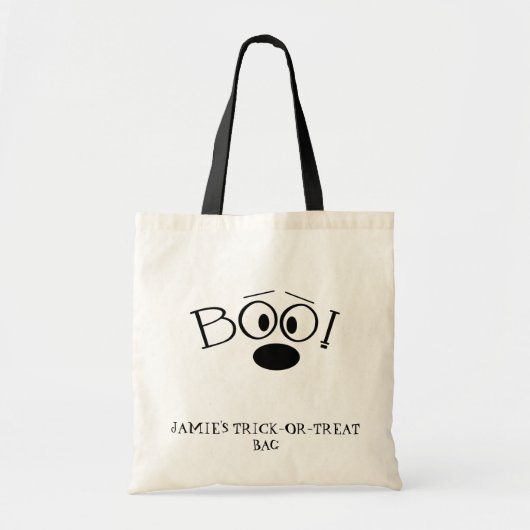 Personalisierter BOO! Halloween-Leckerei-Tasche Tragetasche (Vorne)