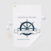 Personalisierter Bootsführer Nautical Wheel Golfhandtuch (Insitu)