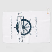 Personalisierter Bootsführer Nautical Wheel Golfhandtuch (Horizontal)