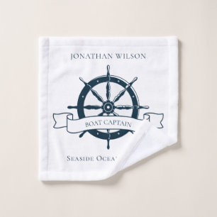 Personalisierter Bootsführer Nautical Wheel Waschlappen