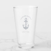 Personalisierter Bootsname und Kapitäns-Geschenk Glas (Rückseite)