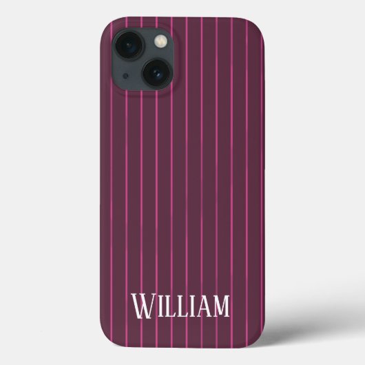 Personalisierter Bordeaux pinstripes Case-Mate iPh iPhone Hülle (Rückseite)