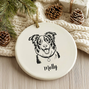Personalisierter Border Collie-Hund Weihnachten Keramik Ornament