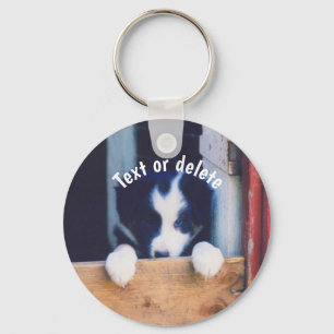 Personalisierter Border Collie Welpe Schlüsselanhänger