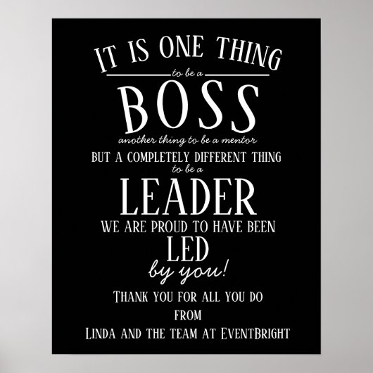 Personalisierter Boss Day danke Ihnen Geschenkbüro Poster (Vorne)