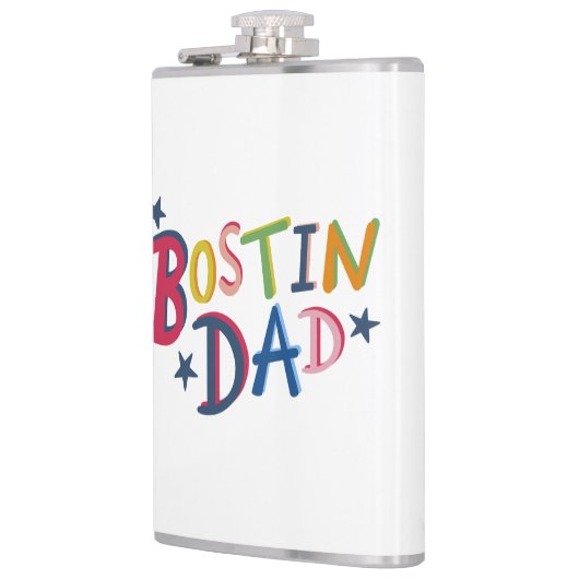 Personalisierter Bostin Vater Schwarzes Land Flasc Flachmann (Links)