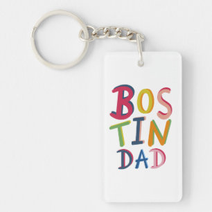 Personalisierter Bostin-Vater-Schwarzland-Schlüsse Schlüsselanhänger