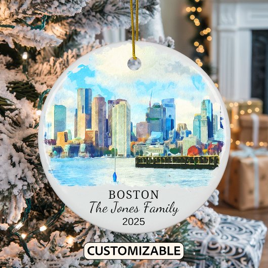 Personalisierter Boston-Ornament, Boston-Geschenk Keramik Ornament