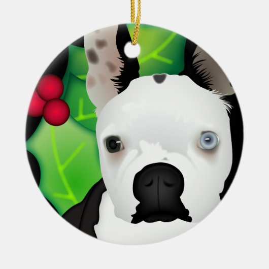 Personalisierter Boston-Terrier Keramik Ornament (Vorne)
