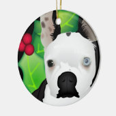 Personalisierter Boston-Terrier Keramik Ornament (Links)