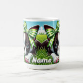 Personalisierter Boston Terrier Welpe mit grünem B Kaffeetasse (Mittel)