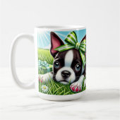 Personalisierter Boston Terrier Welpe mit grünem B Kaffeetasse (Links)