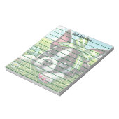 Personalisierter Boston Terrier Welpe mit grünem B Notizblock (Rotiert)