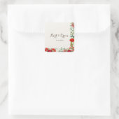 Personalisierter Botanischer Hochzeitsplatz Quadratischer Aufkleber (Tasche)