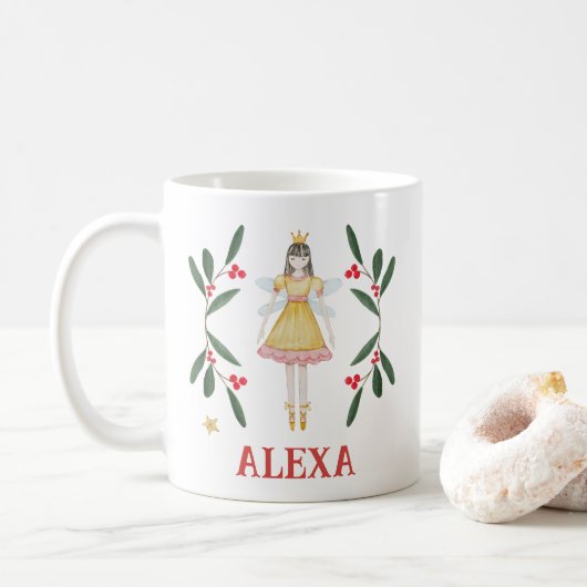 Personalisierter botanischer Niedlicher Ballerina  Kaffeetasse (Mit Donut)