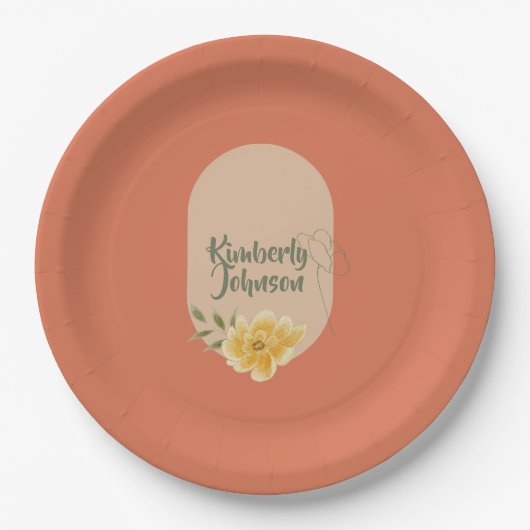 Personalisierter botanischer Party-Teller Pappteller (Vorderseite)