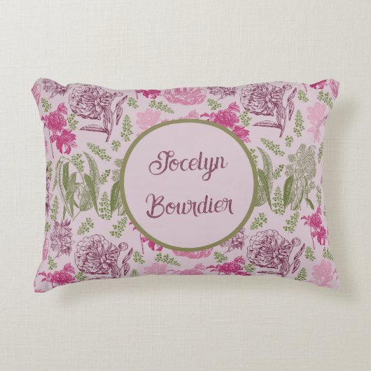 Personalisierter Botanischer Pinkerpest Dekokissen (Vorderseite)