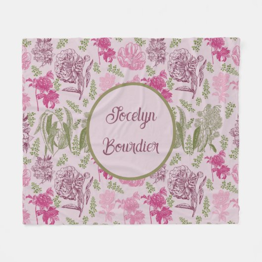 Personalisierter Botanischer Pinkerpest Fleecedecke (Vorderseite (Horizontal))