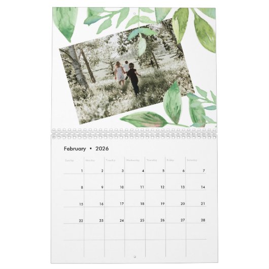 Personalisierter botanischer Rahmen für kundenspez Kalender (Feb 2026)