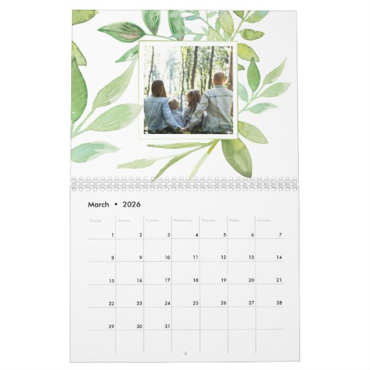Personalisierter botanischer Rahmen für kundenspez Kalender (Mär 2026)